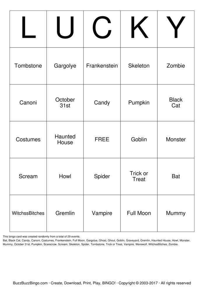 LUCKY Bingo Cards To Download Print And Customize 