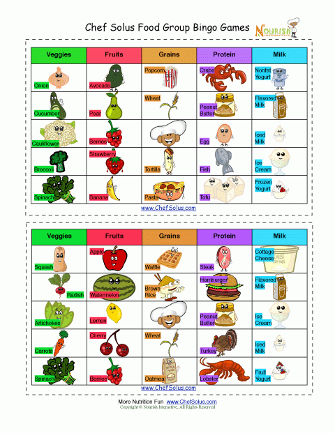 Make Your Chef Solus Food Bingo Game