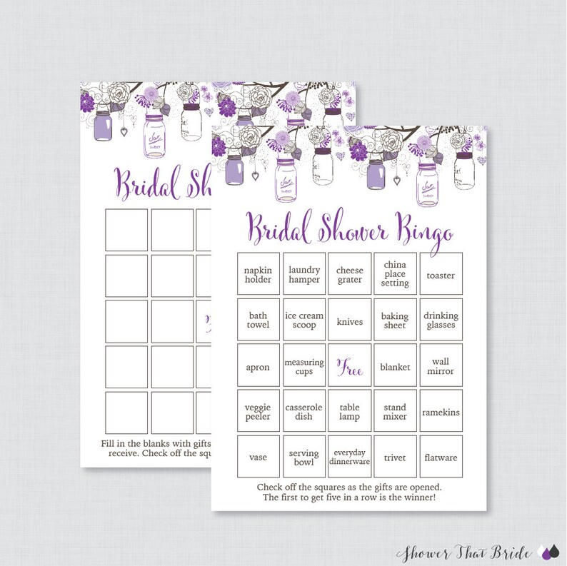 Mason Jar Bridal Shower Bingo Printable 60 Unique Pre 