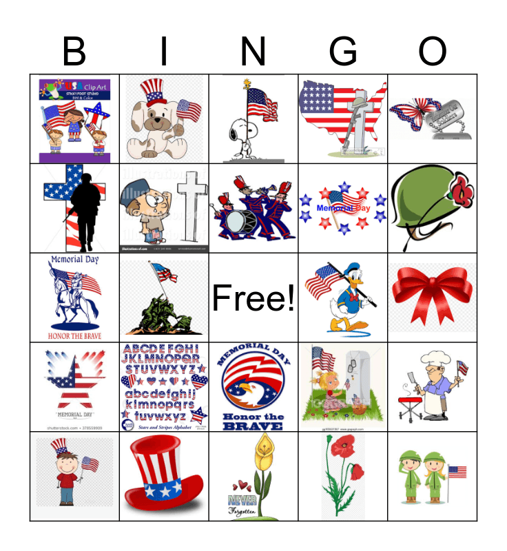 Memorial Day Bingo Card Memorial Day Bingo Card
