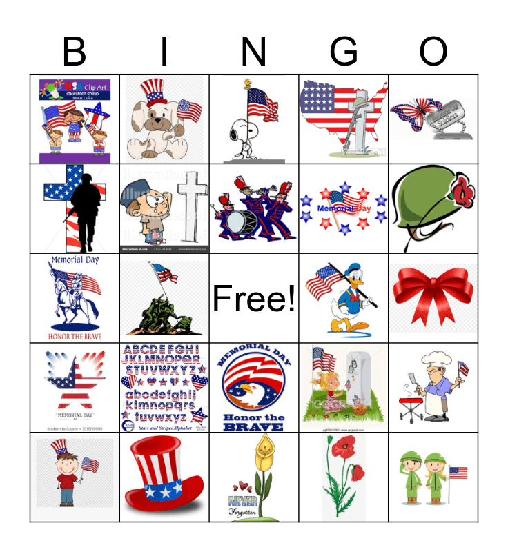 Memorial Day Bingo Card