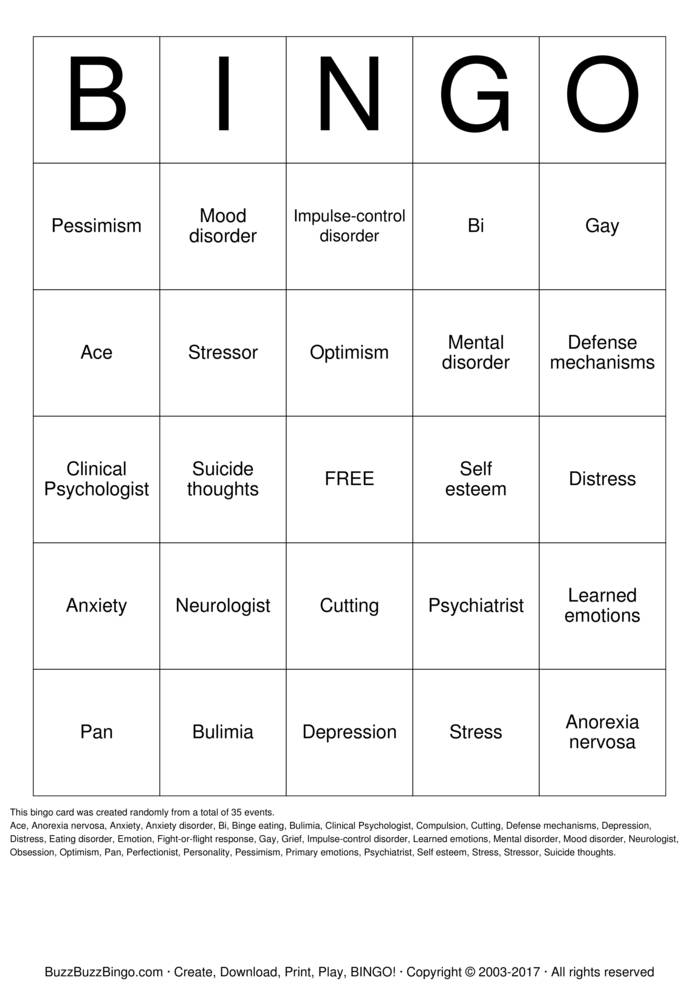 Mental Health Bingo Cards To Download Print And Customize 