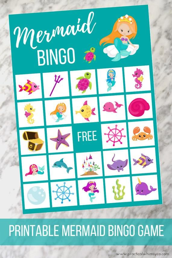 Mermaid Birthday BINGO Cards Under The Sea First Birthday 