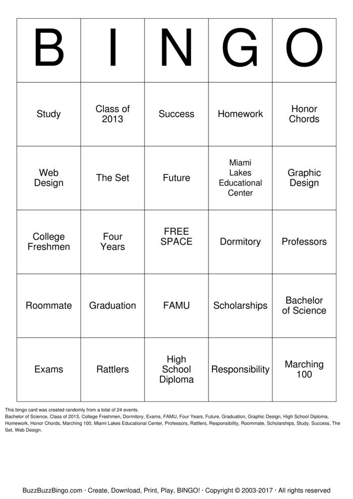 Michelle David Graduation Bingo Cards To Download Print 