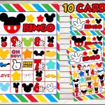 Mickey Mouse Bingo 10 Cards Printable Mickey Mouse Bingo