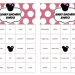 Minnie Mouse Baby Shower Bingo Cards Prefilled Words Minnie