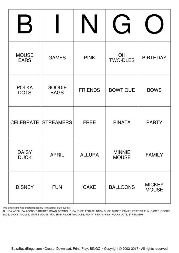 Minnie Mouse Bingo Cards To Download Print And Customize 