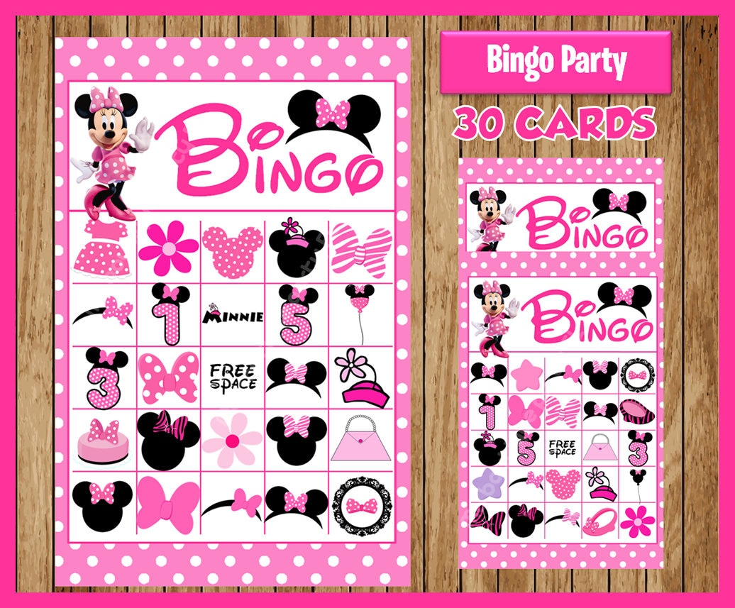 Minnie Mouse Bingo Game Printable 30 Different Cards Etsy