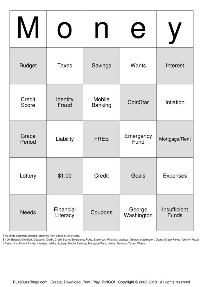 Money Bingo Cards To Download Print And Customize 