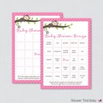 Monkey Baby Shower Bingo Cards Prefilled Bingo Cards AND