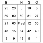 Multiplication Bingo Card