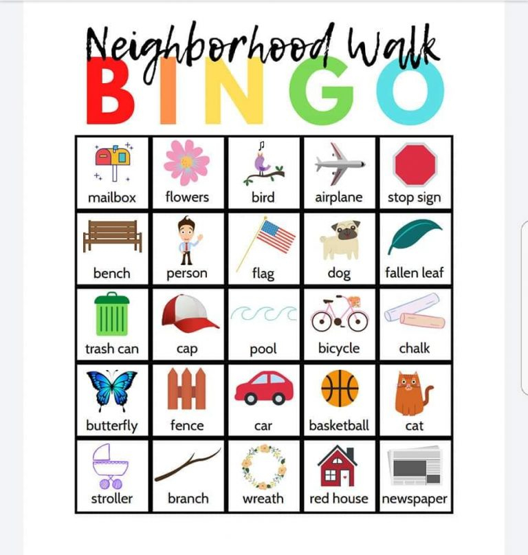 Neighborhood Walk Bingo Episcopal Day School Augusta