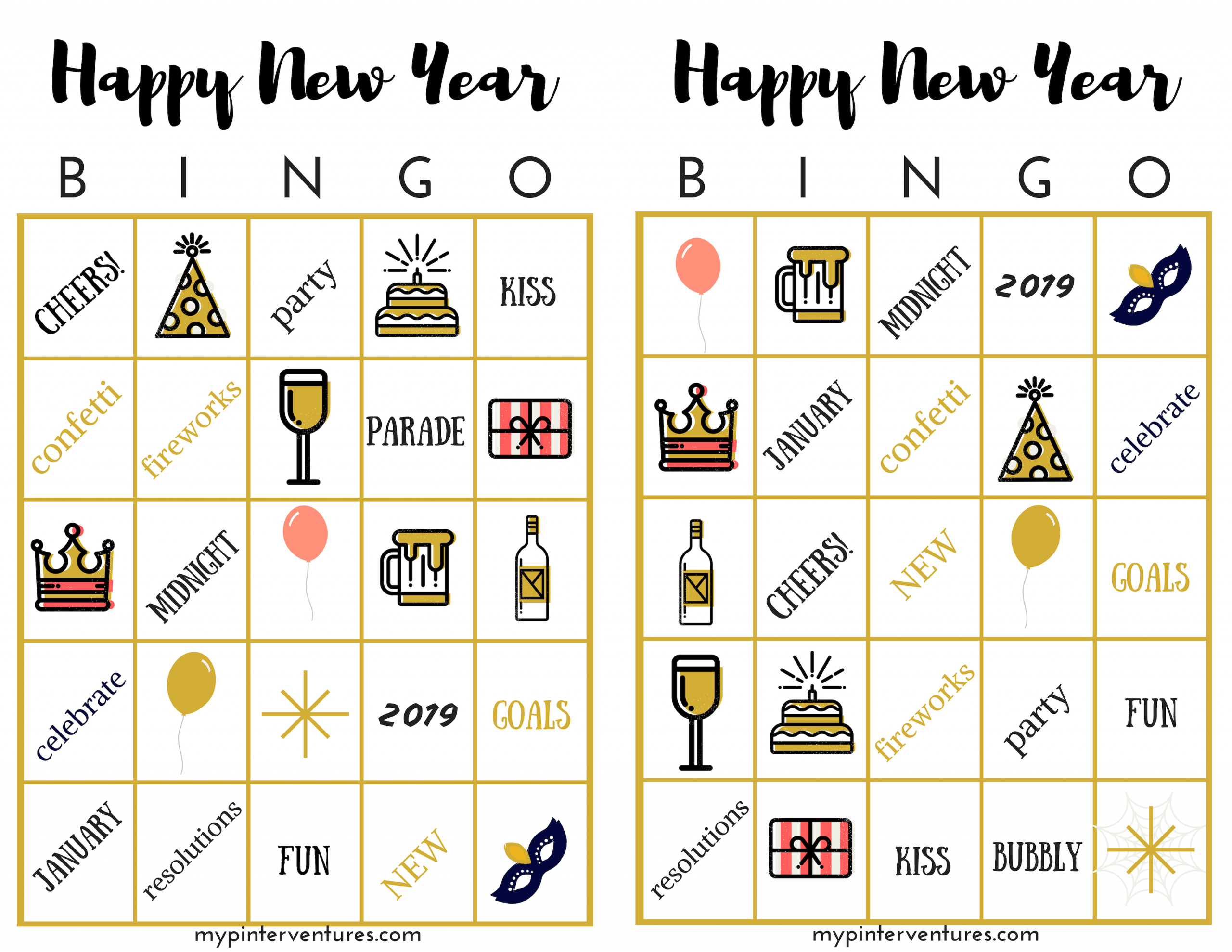 New Years Eve Printable Bingo Card 2020 Printable Bingo 
