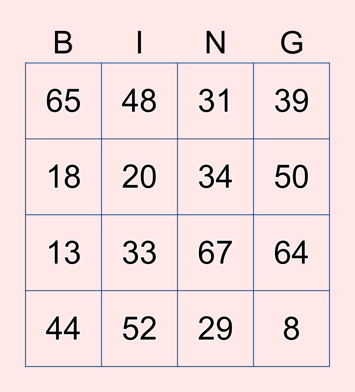 Number Bingo 1 100 Bingo Card