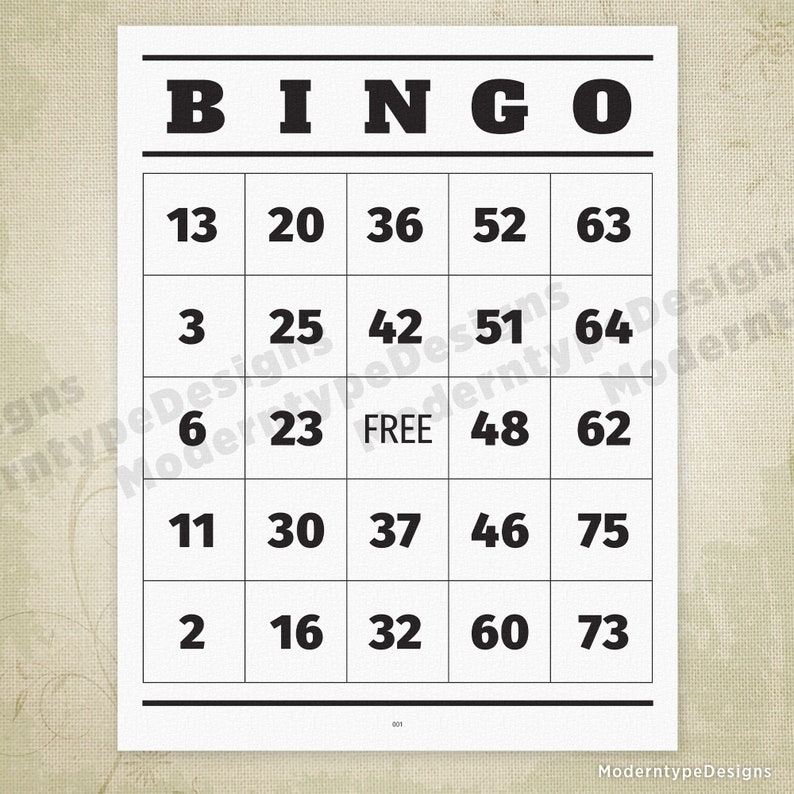 Numbered BINGO Cards Printable 100 Pages 1 75 Random Etsy