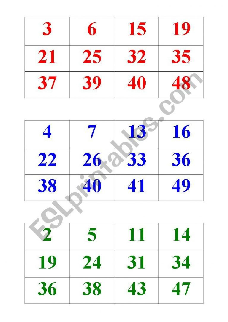 Numbers Bingo 1 50 Esl Worksheetbritishlinecerkezkoy 