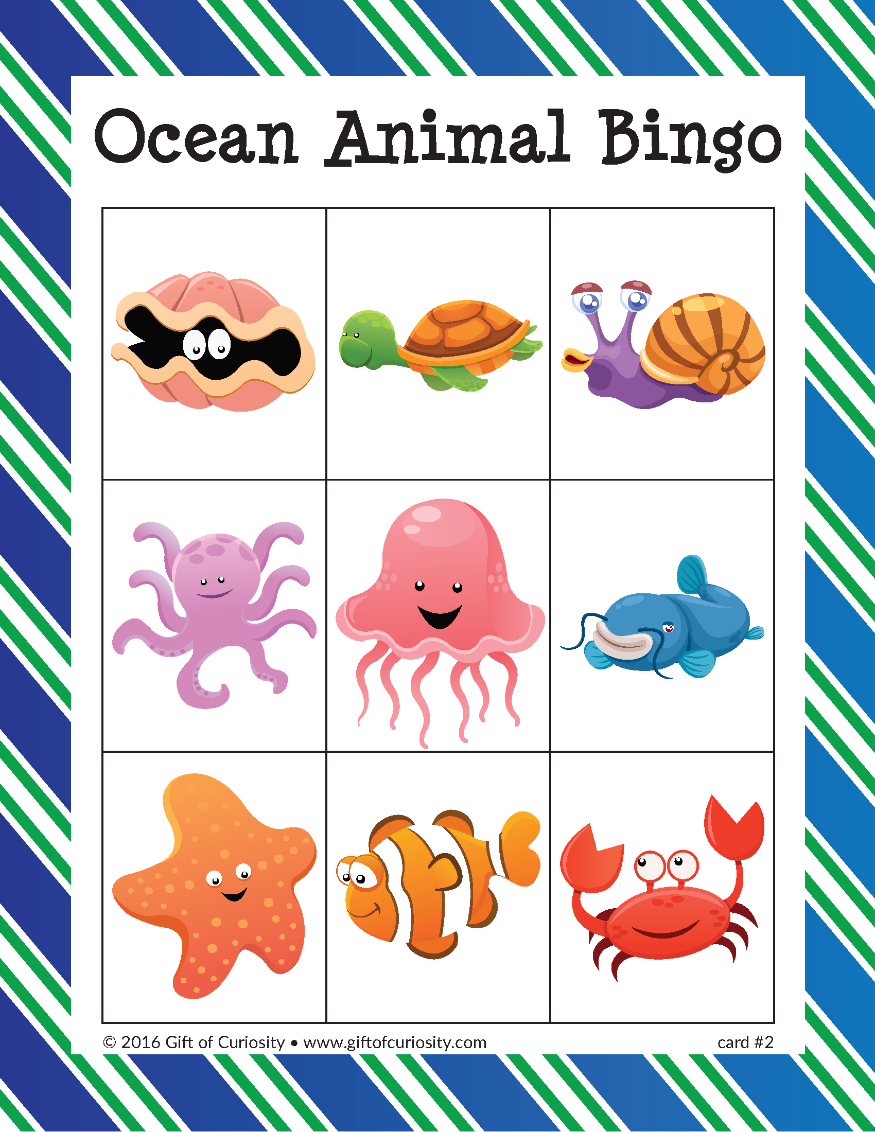 Ocean Animal Bingo Under The Sea Animals Animals For 