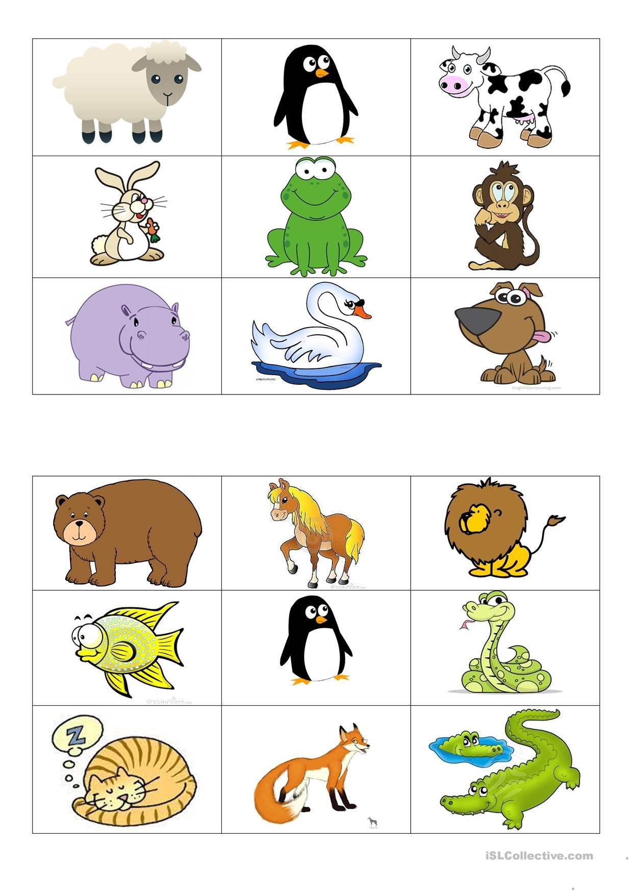 One click Print Document Bingo Bingo For Kids Animal 