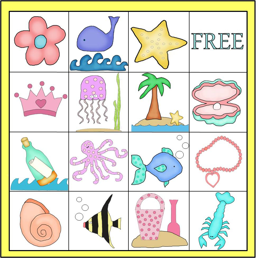 Parties And Patterns Printable Game Mermaid Island Bingo 