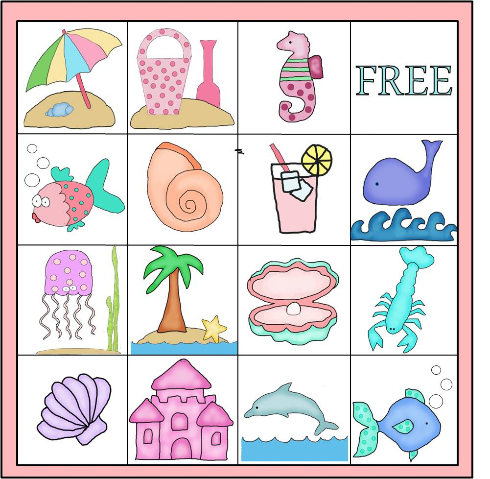 Parties And Patterns Printable Game Mermaid Island Bingo 