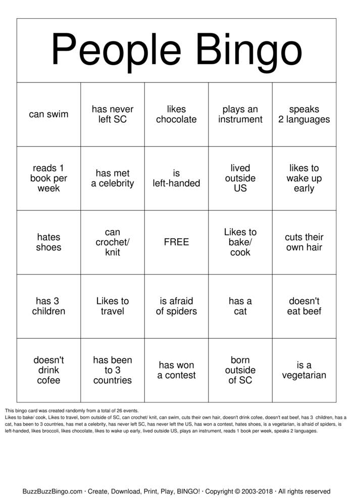 People Bingo Bingo Cards To Download Print And Customize 