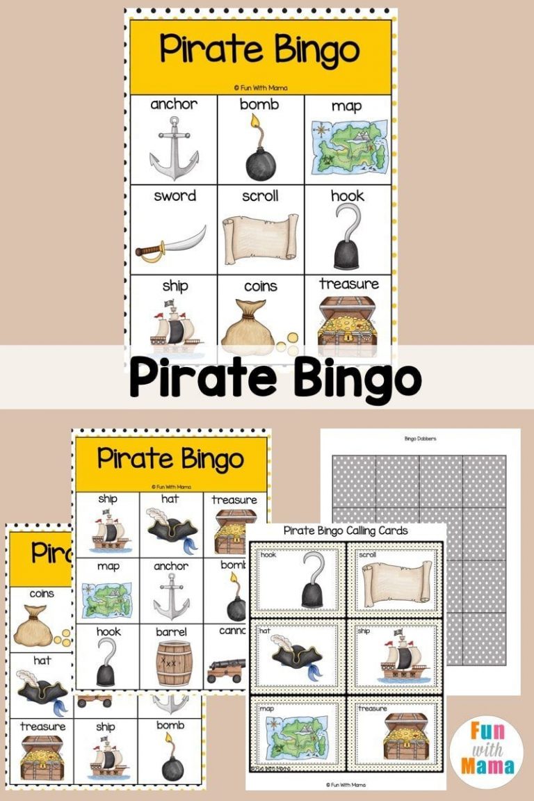 Pirate Bingo Card Printable For Kids Bingo Cards