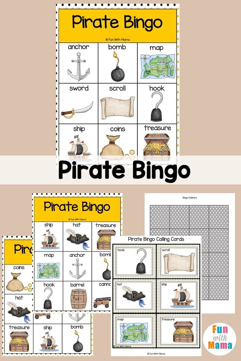Pirate Bingo Card Printable For Kids Bingo Cards 