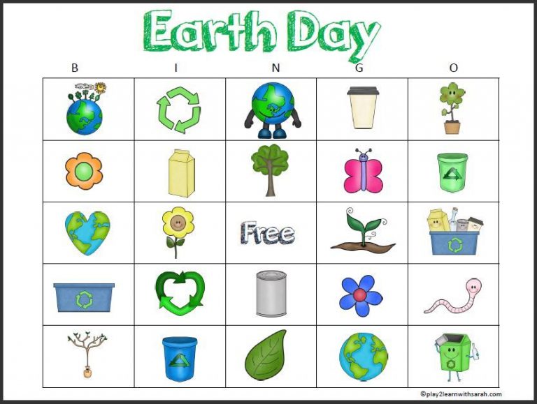 Play2learnwithsarah Bingo Cards Earth Day Crafts