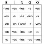 Plural Nouns Bingo Card