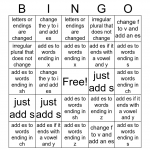 Plurals Bingo Card