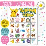 Pokemon Printable Bingo Cards 30 Different Cards Instant
