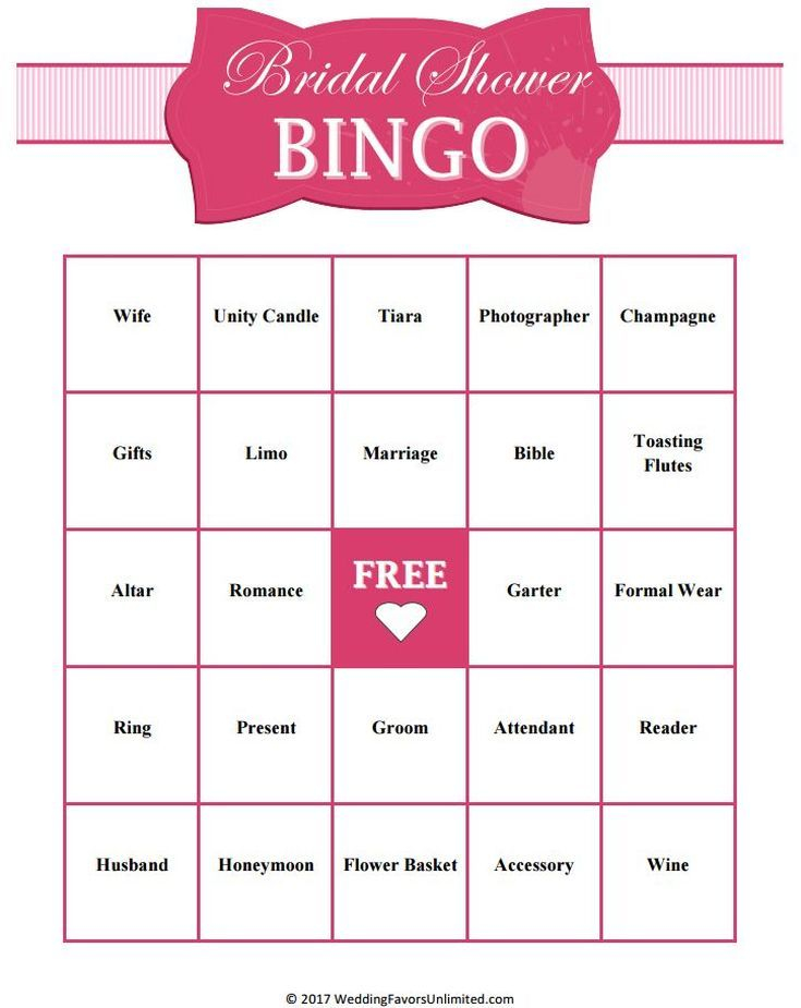 Print Off These Free Bingo Cards For An Easy Bridal Shower 