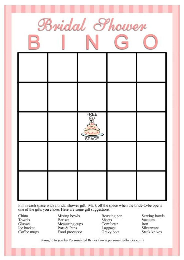 Print Off These Free Bingo Cards For An Easy Bridal Shower 