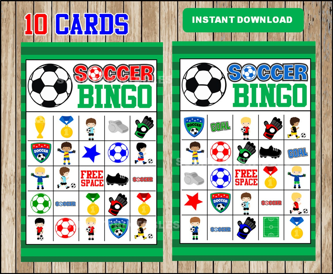 Printable 10 Soccer Bingo Cards Printable Soccer Bingo Game