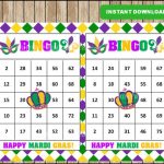 Printable 100 Mardi Gras Bingo Cards Mardi Gras Bingo Game