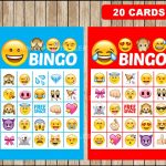 Printable 20 Emoji Bingo Cards Printable Emojis Bingo Game