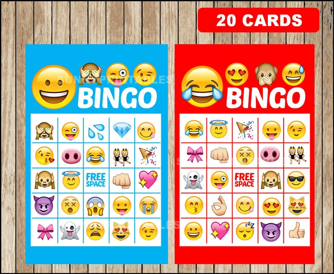 Printable 20 Emoji Bingo Cards Printable Emojis Bingo Game 