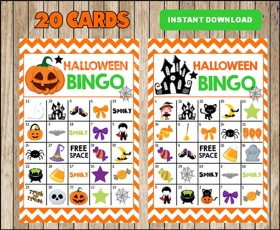 Printable 20 Halloween Bingo Cards Printable Halloween 