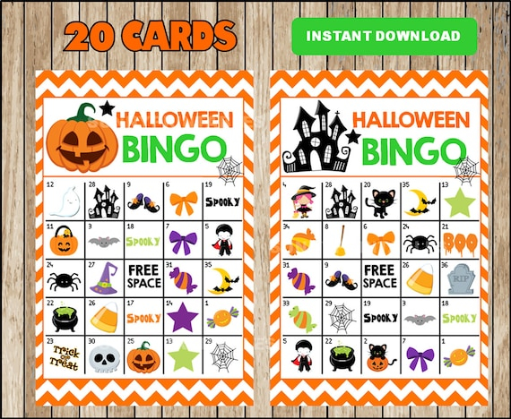 Printable 20 Halloween Bingo Cards Printable Halloween