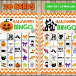 Printable 20 Halloween Bingo Cards Printable Halloween