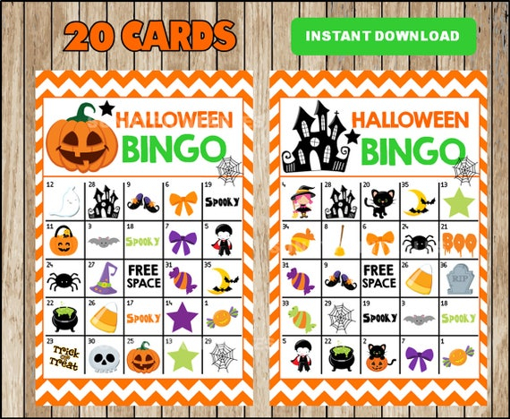 Printable 20 Halloween Bingo Cards Printable Halloween 