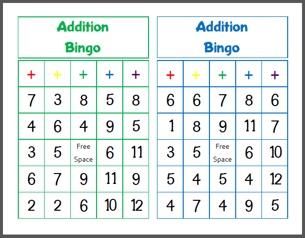 Printable Addition Bingo Math Addition Worksheets 