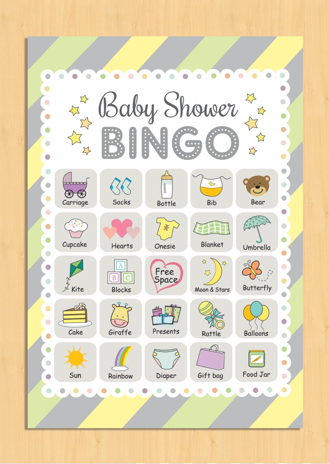 Printable Baby Shower Bingo 40 Unique Game Cards By 