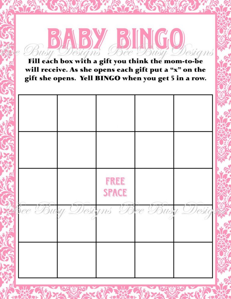 Printable Baby Shower Bingo 50 Cards Pink And Blue