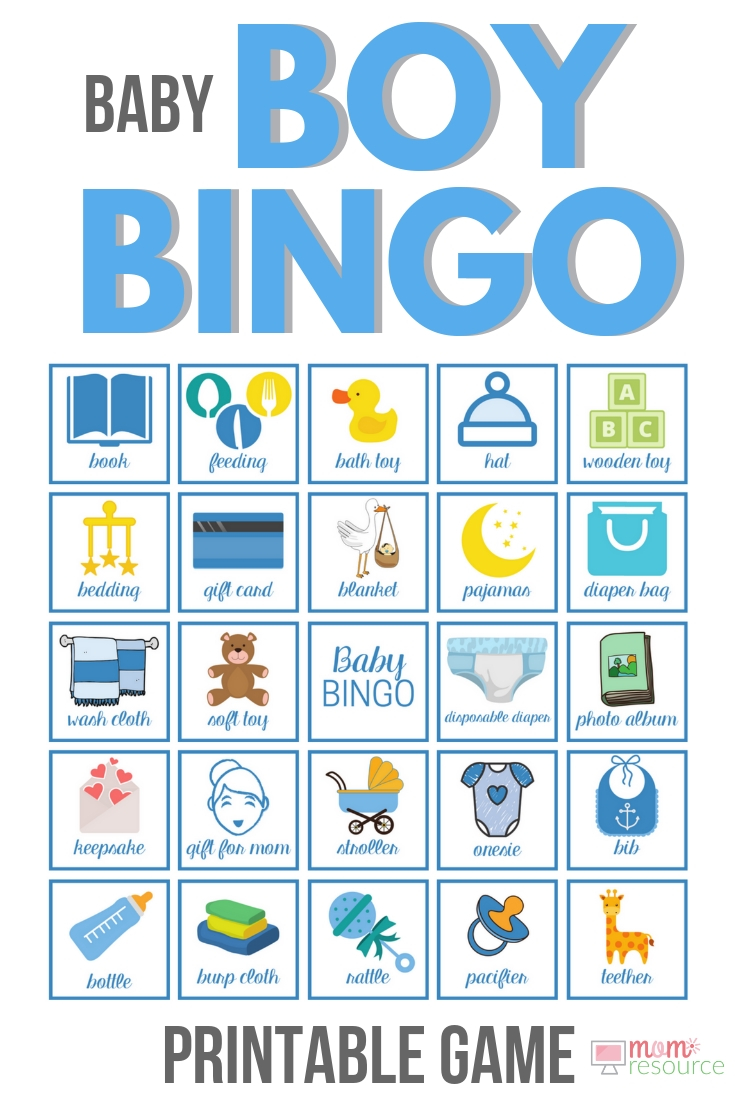 Printable Baby Shower Bingo Boy Cards 80 Boy Bingo Cards 