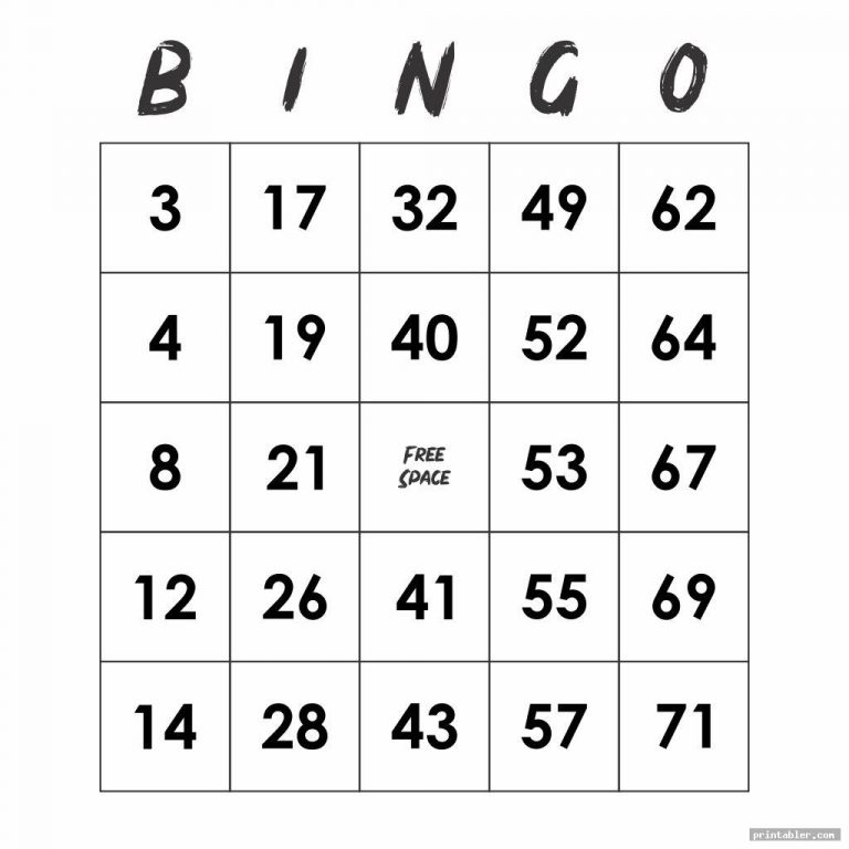 Printable Bingo Numbers 1 75 Gridgit