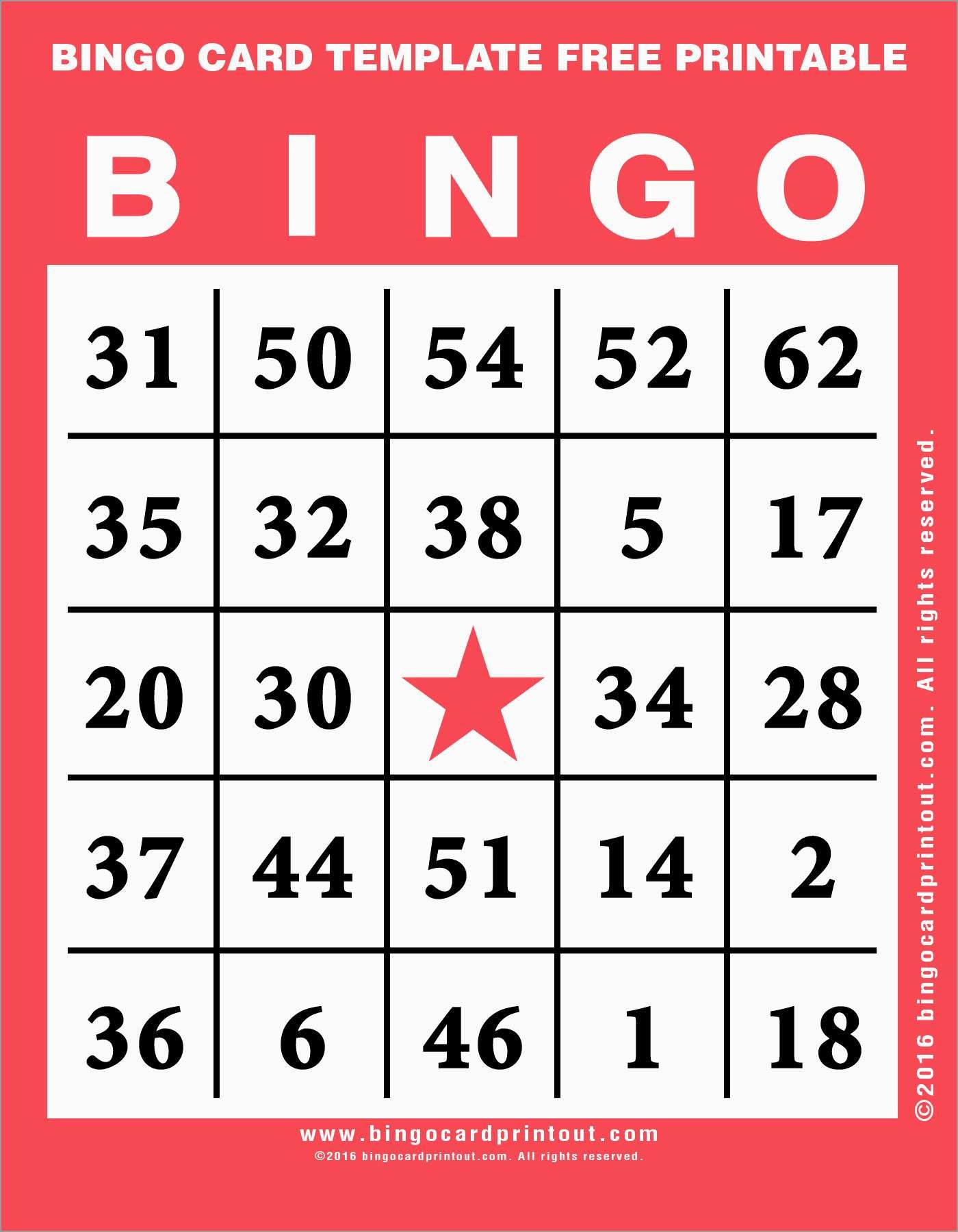 Printable Bingo Template Free Free Printable