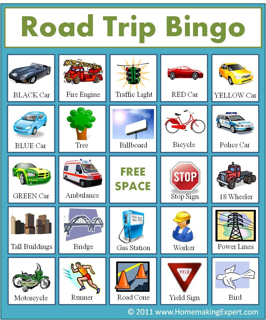 Printable Car Trip Bingo Cards Printable Bingo Cards