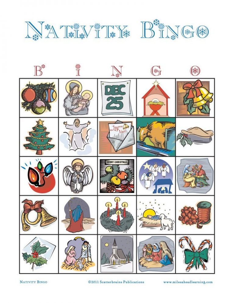 Printable Christian Christmas Bingo Cards Printable