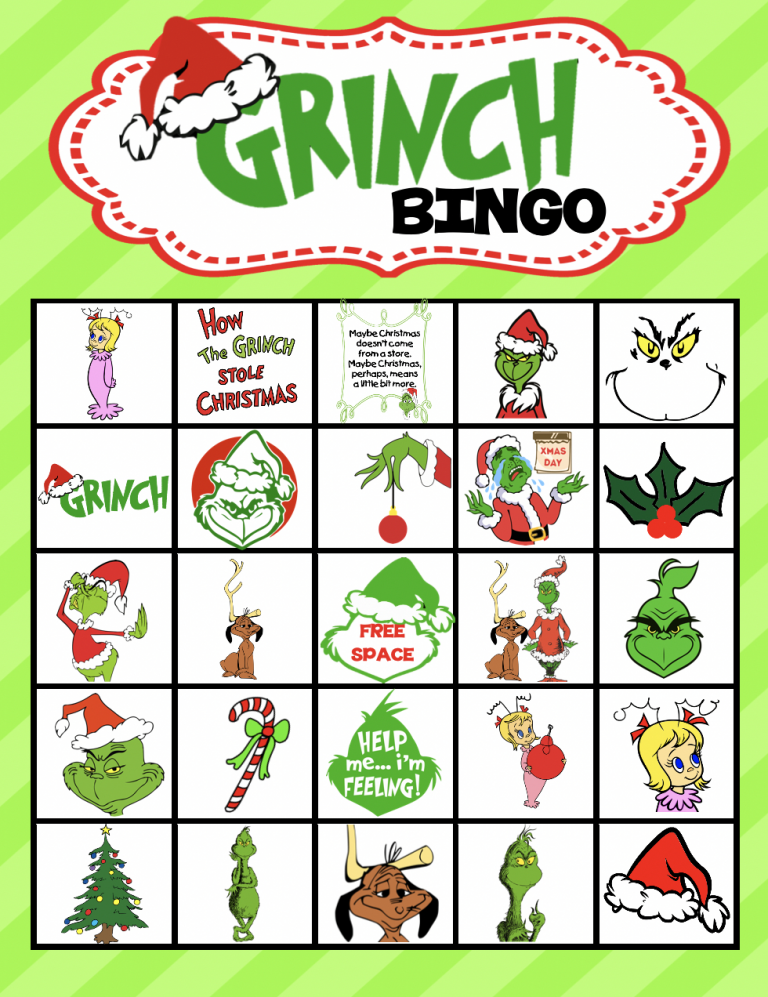 Printable Grinch Bingo Cards Printable Bingo Cards